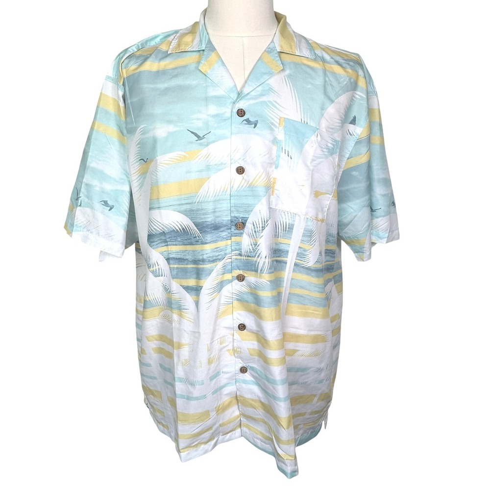 UZZI NWT Men's XL Tropical Palm Tree Button Up Short Sleeve Shirt Amphibios Gear